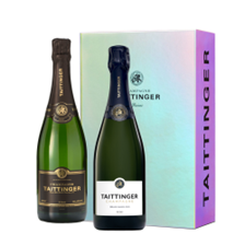 Buy & Send Taittinger Brut Vintage and Prelude Grand Crus in Branded Two Tone Gift Box